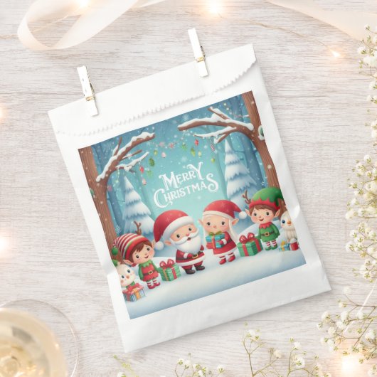 Sachets En Papier Joyeux Noël/père Noël/neige elfes (Coupé)