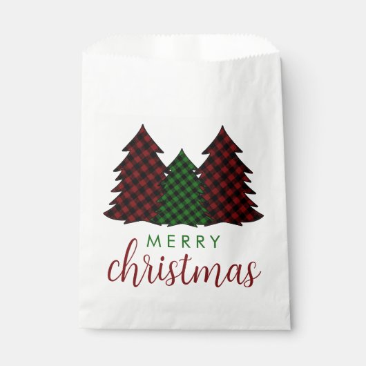 Sachets En Papier Joyeux Noël Plaid Arbre de Noël Motif (Devant)