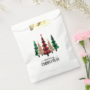 Sachets En Papier Joyeux Noël Red Green Plaid Arbres