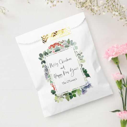 Sachets En Papier Joyeux Noël Rouge Holly Script moderne (Scellé)