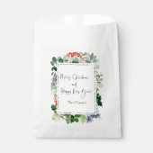 Sachets En Papier Joyeux Noël Rouge Holly Script moderne (Devant)