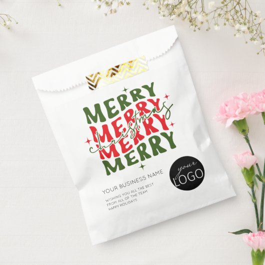 Sachets En Papier Joyeux Noël Script Logo d'entreprise (Scellé)