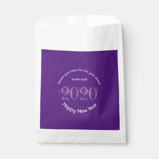 Sachets En Papier Joyeux Nouvel An RENOUVELÉ VISION 2020 Élégant PUR (Devant)