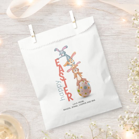 Sachets En Papier Joyeux Pâques mignonne amusant lapin moderne oeuf (Coupé)