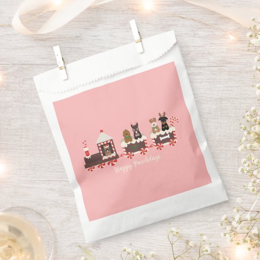 Sachets En Papier Joyeux Pawlidays Chien Noël Train de vacances (Coupé)