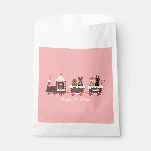 Sachets En Papier Joyeux Pawlidays Chien Noël Train de vacances (Devant)
