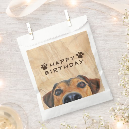Sachets En Papier Joyeux visage de chien d'anniversaire (Coupé)
