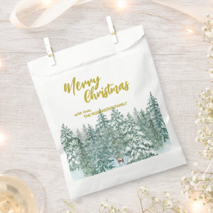 Sachets En Papier Joyeux xmas forêt moderne Gold script Holiday