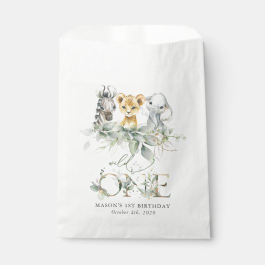 Sachets En Papier Jungle Animals, Safari, Wild One, First Birthday (Devant)