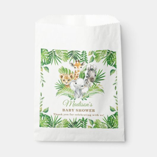 Sachets En Papier Jungle Animaux Baby shower verdoyant Anniversaire (Devant)