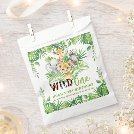 Sachets En Papier Jungle Animaux Végétation Sauvage UN 1er anniversa (Coupé)