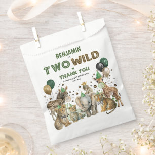 Sachets En Papier Jungle Safari Deux animaux sauvages de fête 2e ann