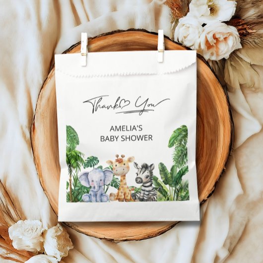 Sachets En Papier Jungle Safari Merci bébé Animaux, Tropical