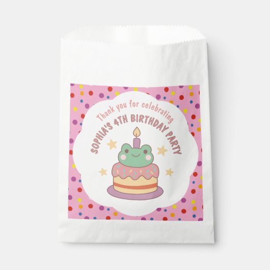 Sachets En Papier Kawaii Frog gâteau d'anniversaire personnalisé (Devant)