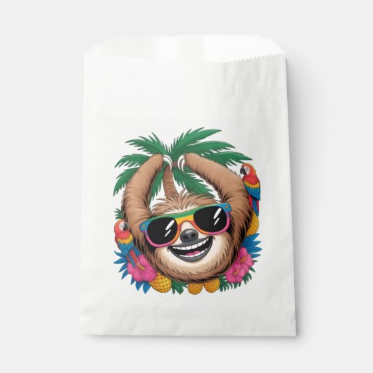 Sachets En Papier Kawaii Tropical Sloth – Cute Summer Vibes Rainbow (Devant)