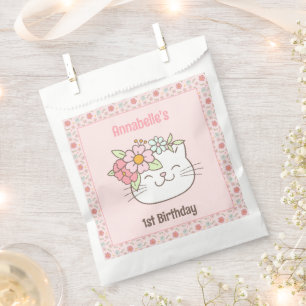 Sachets En Papier Kitten Kitty Chat Rose fille 1er anniversaire