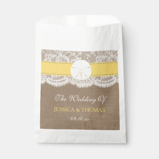 Sachets En Papier La collection de mariages de plage de sable jaune (Devant)