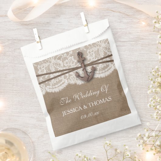 Sachets En Papier La collection Rustique de Mariages d'Ancres nautiq (Coupé)