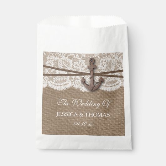 Sachets En Papier La collection Rustique de Mariages d'Ancres nautiq (Devant)