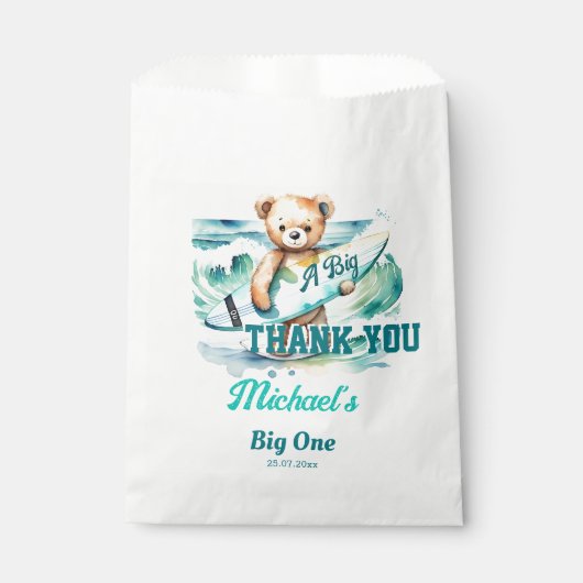 Sachets En Papier La grande fête d'anniversaire de surf (Devant)