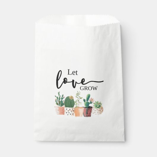 Sachets En Papier laisser l'amour grandir, cactus, succulent, favori (Devant)