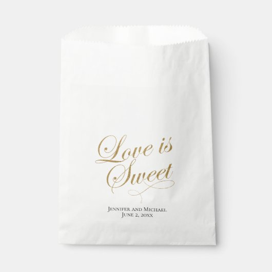 Sachets En Papier L'amour blanc et or est doux traitement Favoriser (Devant)