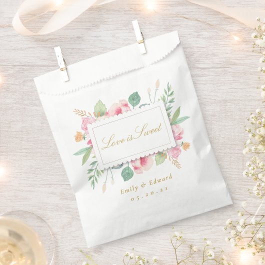 Sachets En Papier L'amour botanique rose est Fête des mariées Mariag (Coupé)