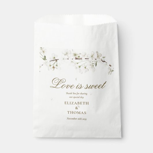 Sachets En Papier L'Amour De La Fleur Blanche Est Un Mariage Sucré (Devant)