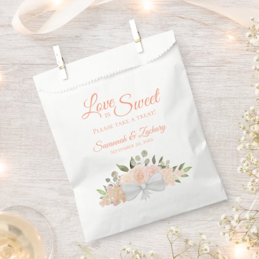 Sachets En Papier L'amour est doux corail rustique Pêche Mariage flo (Coupé)