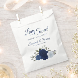 Sachets En Papier L'amour est doux Dusty bleu et Mariage floral de m