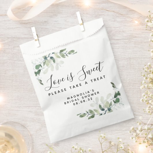 Sachets En Papier L'amour est doux Fête de mariage au eucalyptus (Coupé)