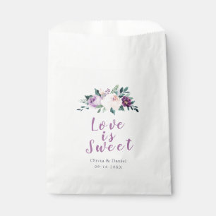 Sachets En Papier L'amour est doux mariage botanique pourpre fleuri