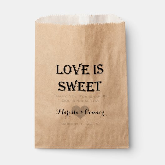 Sachets En Papier L'Amour Est Doux Mariage Personnalisé Favor Sac (Devant)
