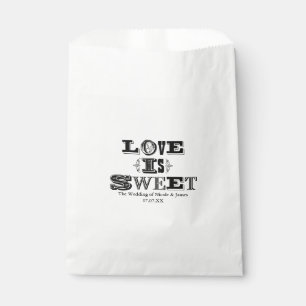 Sachets En Papier L'amour est doux Mariage vintage Noir & Blanc Favo