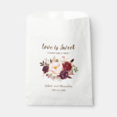 Sachets En Papier L'amour est doux Marsala Fleurs Mariage Treat (Devant)