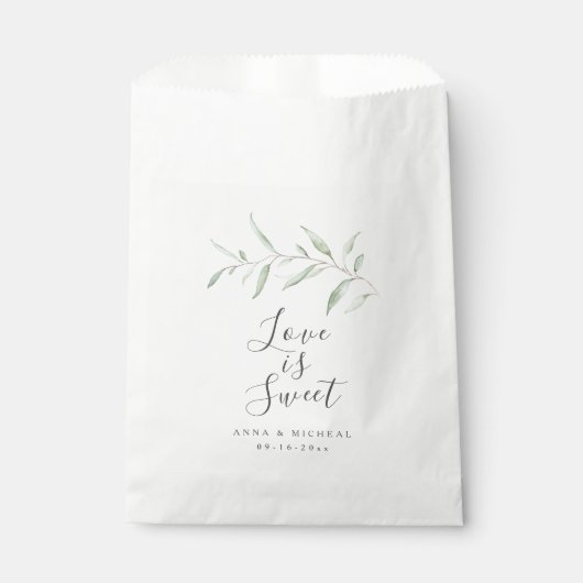 Sachets En Papier L'amour est doux minimum de verdure mariage rustiq (Devant)