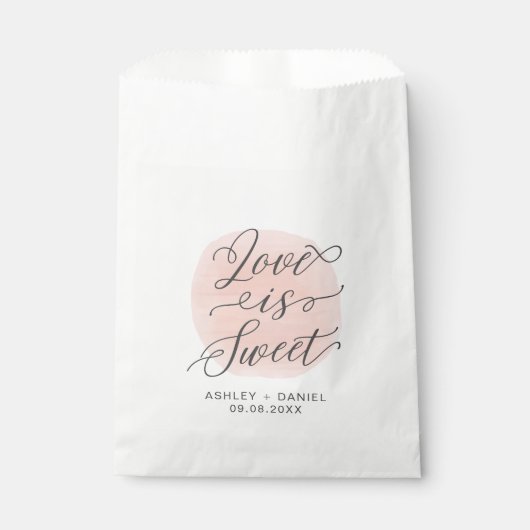 Sachets En Papier L'amour est doux, moderne Mariage Treat Sacks, (Devant)