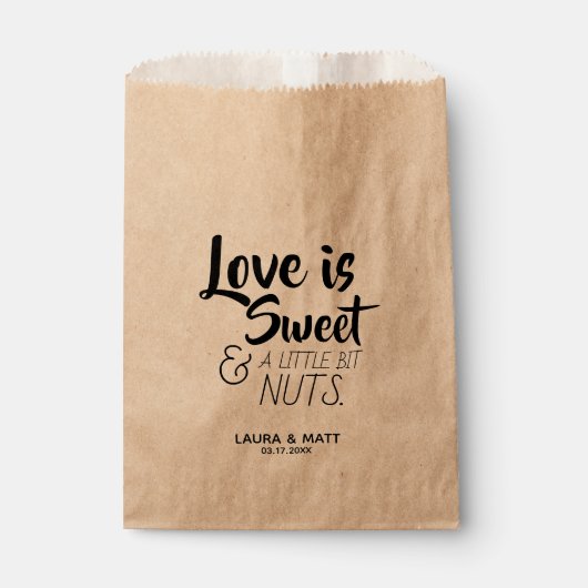 Sachets En Papier L'amour est doux Petit Bit Nuts Mariage (Devant)