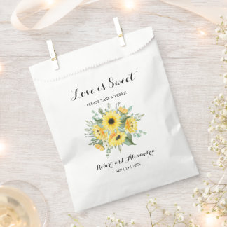 Sachets En Papier L'amour est doux tournesols verdure Mariage Treat