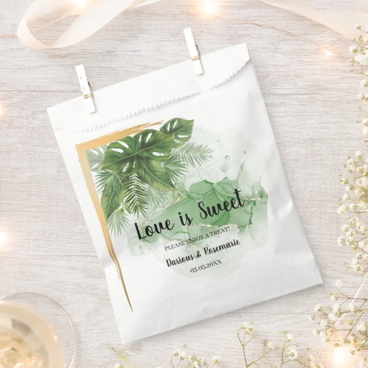 Sachets En Papier L'amour est doux Tropical Palm Mariage Treat (Coupé)