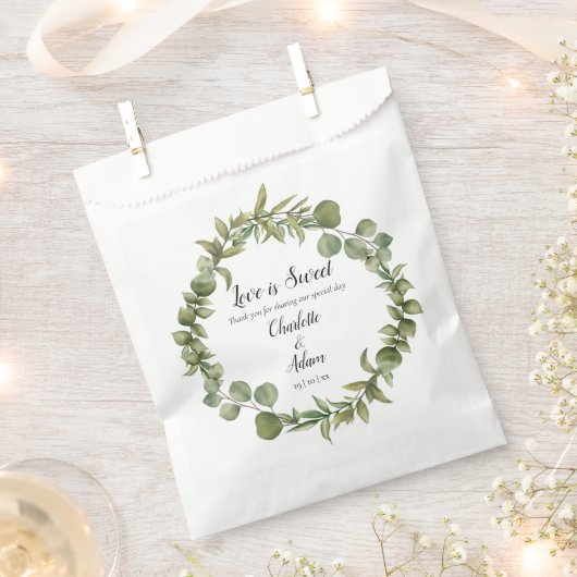 Sachets En Papier L'amour est doux vert Mariage Garland (Coupé)