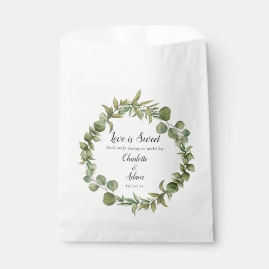 Sachets En Papier L'amour est doux vert Mariage Garland (Devant)