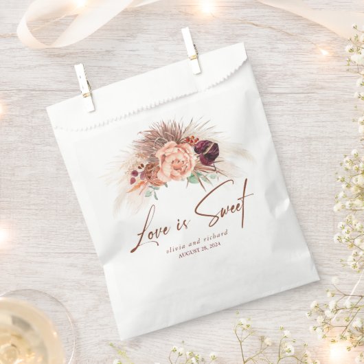 Sachets En Papier L'amour est Herbe de Pampa en Terre Cuite Fleurie (Coupé)