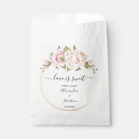 Sachets En Papier L'amour est Rose doux Mariage Sweet Treat Favorise (Devant)