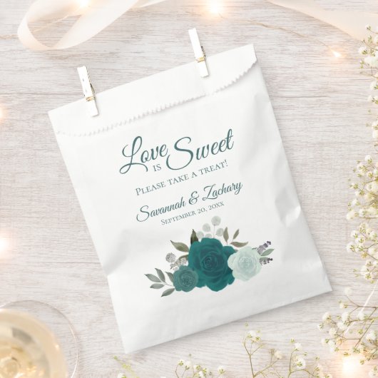 Sachets En Papier L'amour est sucré Prenez un soin Turquoise Mariage (Coupé)