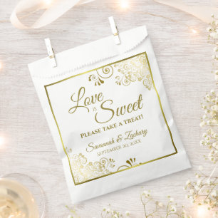 Sachets En Papier L'amour est sucré Prenez un traitement Or dentelle