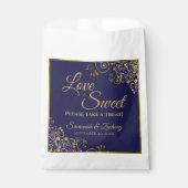 Sachets En Papier L'amour est Sweet Navy Blue & Gold Lace Mariage (Devant)