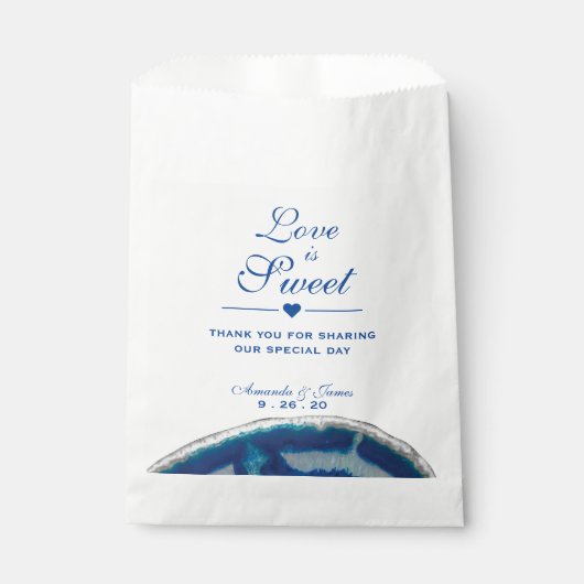 Sachets En Papier L'amour est Sweet Navy Blue Mariage Agate (Devant)