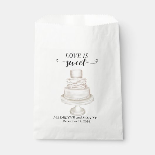 Sachets En Papier L'amour est un gâteau Mariage sucré (Devant)