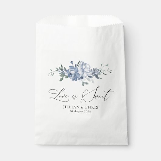 Sachets En Papier l'amour est un mariage à fleurs bleu sucré (Devant)